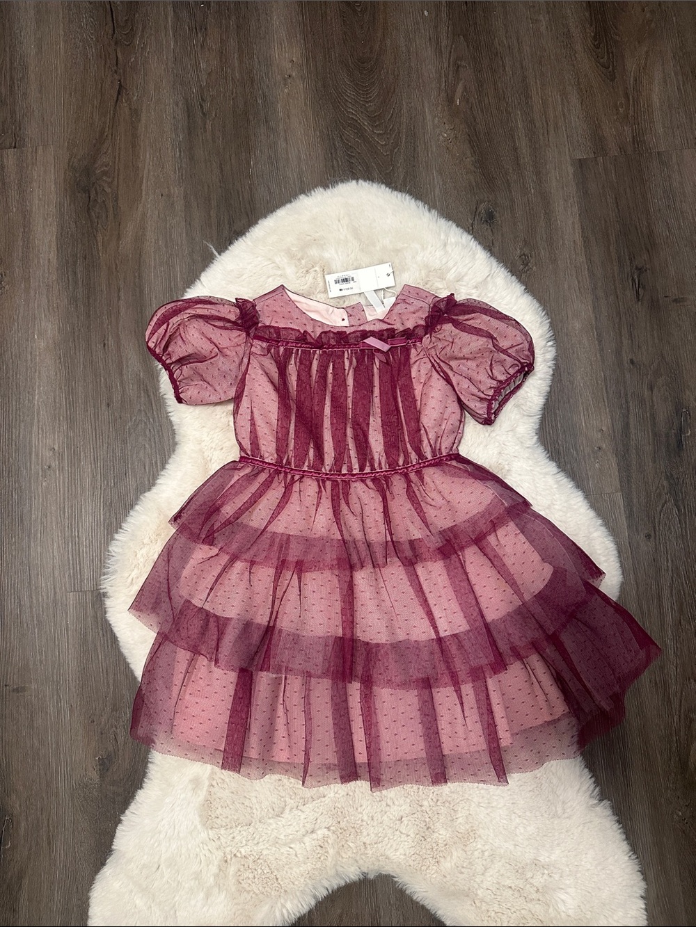 Jamie and Jack Girls Burgundy Layered Tulle Party Dress size 6